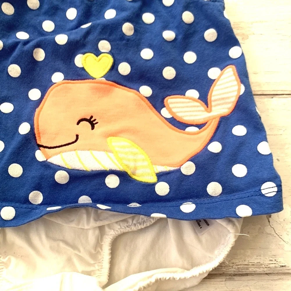 Carters 3m Baby Girl Summer Outfit Tank Top & Bloomers Blue White Whale Print